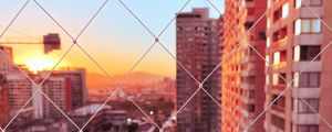 Preview wallpaper mesh, buildings, city, sunset, view