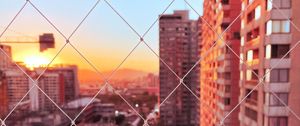 Preview wallpaper mesh, buildings, city, sunset, view