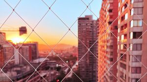 Preview wallpaper mesh, buildings, city, sunset, view