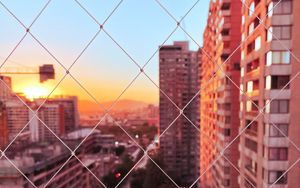 Preview wallpaper mesh, buildings, city, sunset, view