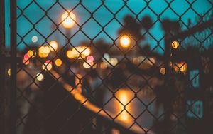 Preview wallpaper mesh, fence, blur, night, glare