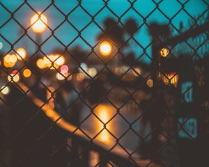 Preview wallpaper mesh, fence, blur, night, glare