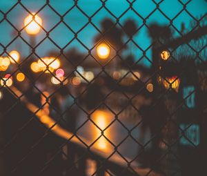Preview wallpaper mesh, fence, blur, night, glare