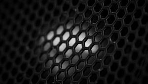 Preview wallpaper mesh, hexagons, black and white, black