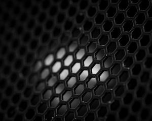 Preview wallpaper mesh, hexagons, black and white, black