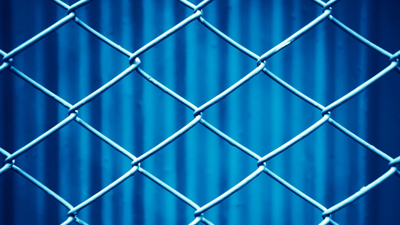 Wallpaper mesh, metal, braided, blue, macro