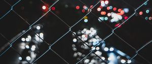 Preview wallpaper mesh, metal, fence, dark, glare, lights