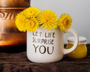 Preview wallpaper message, phrase, words, inscription, dandelions, bouquet, flowers