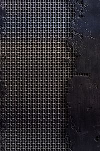 Preview wallpaper metal, mesh, cracks, scratches, black and white, texture