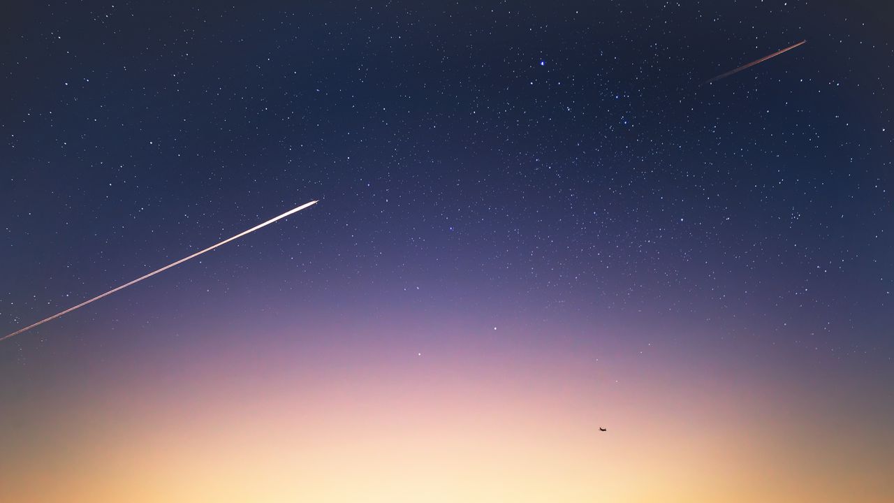 Wallpaper meteorite, sky, stars, fall, evening