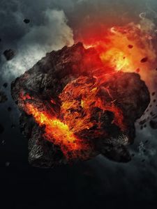 Preview wallpaper meteorite, speed, space, debris, smoke