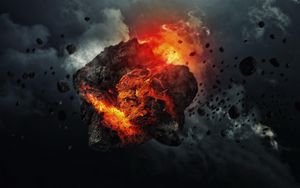 Preview wallpaper meteorite, speed, space, debris, smoke