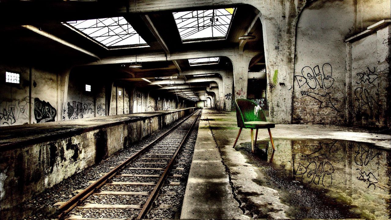 Wallpaper metro, creativity, mood, stools, green, railroad