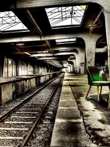 Preview wallpaper metro, creativity, mood, stools, green, railroad