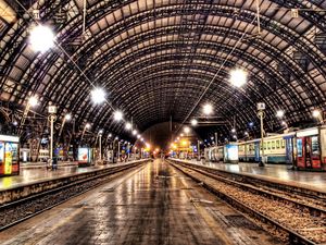 Preview wallpaper metro, night, railroad, city, hdr