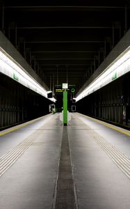 Preview wallpaper metro, perspective, building, lamps, glow