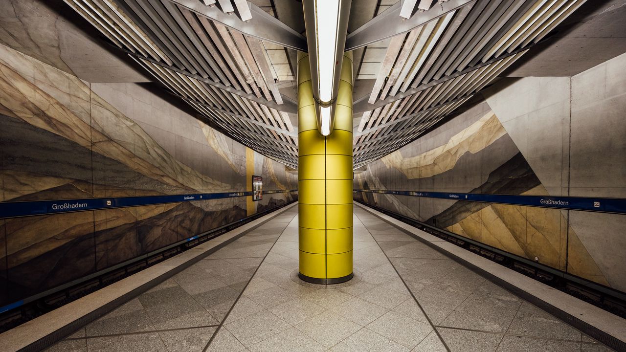 Wallpaper metro, station, column, light