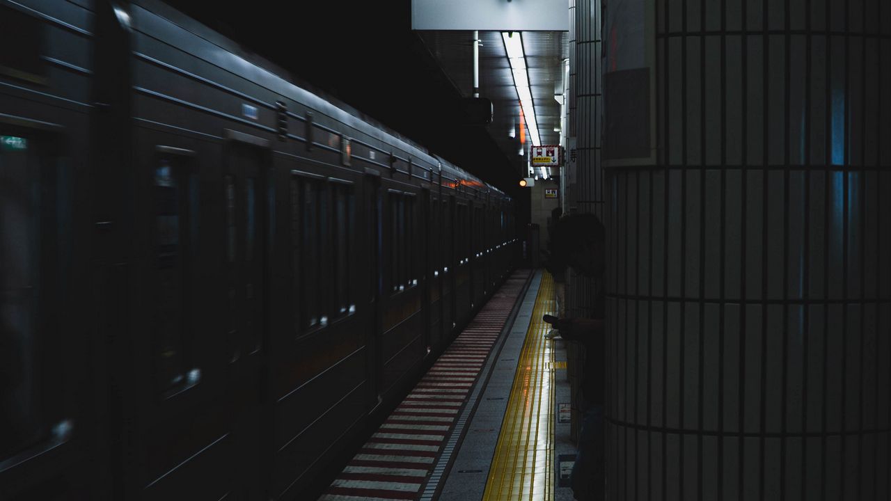 Wallpaper metro, station, train, dark, underground