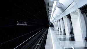 Preview wallpaper metro, station, tunnel, rails, architecture