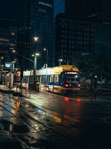 Preview wallpaper metro, train, rails, night city