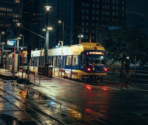 Preview wallpaper metro, train, rails, night city