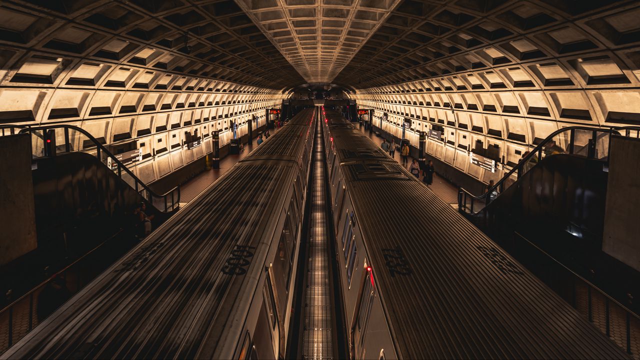 Wallpaper metro, trains, tunnel, architecture, dark