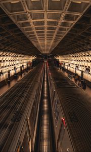 Preview wallpaper metro, trains, tunnel, architecture, dark