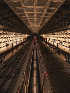 Preview wallpaper metro, trains, tunnel, architecture, dark