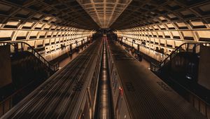 Preview wallpaper metro, trains, tunnel, architecture, dark