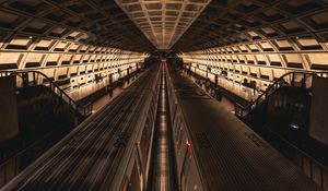 Preview wallpaper metro, trains, tunnel, architecture, dark