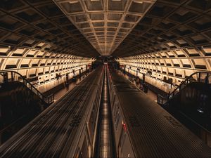Preview wallpaper metro, trains, tunnel, architecture, dark