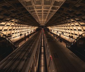 Preview wallpaper metro, trains, tunnel, architecture, dark