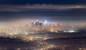 Preview wallpaper metropolis, cityscape, city lights, night, light, electricity, los angeles