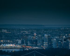 Preview wallpaper metropolis, night, cityscape, darkness, city lights, vancouver, canada