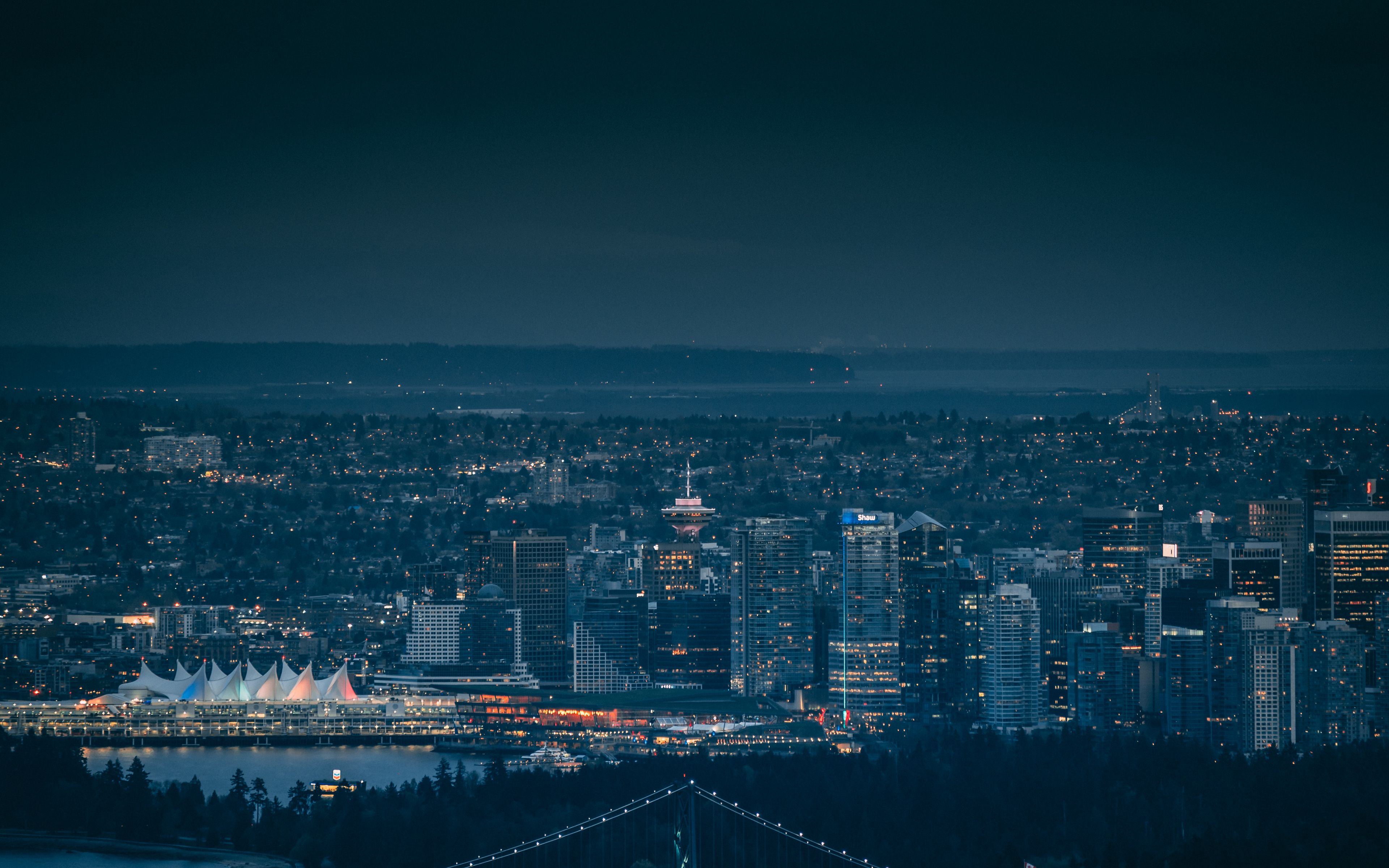 Download wallpaper 3840x2400 metropolis, night, cityscape, darkness, city  lights, vancouver, canada 4k ultra hd 16:10 hd background