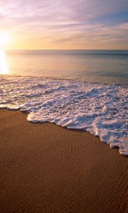 Preview wallpaper mexico city, california, beach, wave, foam, sand, evening, decline