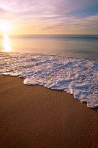 Preview wallpaper mexico city, california, beach, wave, foam, sand, evening, decline