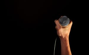 Preview wallpaper microphone, arm, black background