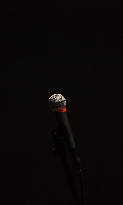 480x800 Wallpaper microphone, equipment, device, dark background