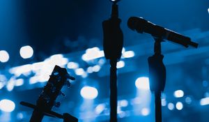 Preview wallpaper microphone, guitar, stand, light, spotlights