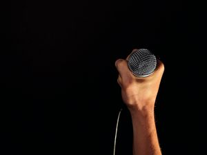 Preview wallpaper microphone, hand, music, acoustics