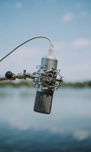 Preview wallpaper microphone, metal, metallic, blur