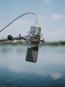 Preview wallpaper microphone, metal, metallic, blur