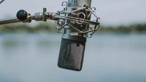Preview wallpaper microphone, metal, metallic, blur