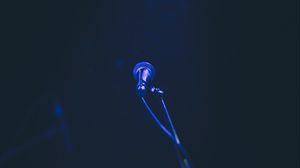 Preview wallpaper microphone, microphone stand, dark, music, concert