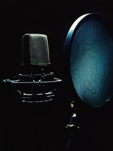Preview wallpaper microphone, musical equipment, darkness