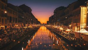 Preview wallpaper milan, italy, river, evening, city