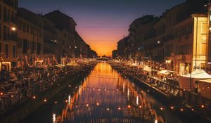 Preview wallpaper milan, italy, river, evening, city