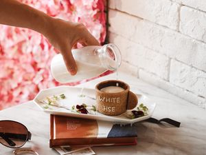 Preview wallpaper milk, dessert, cup, hand, books