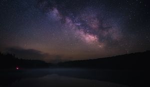 Preview wallpaper milky way, night, lake, trees, dark